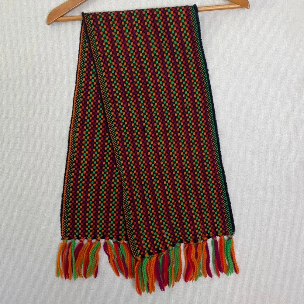 Vintage Carson Pirie Scott Merino Wool Scarf West Germany Multi Color Woven 46in